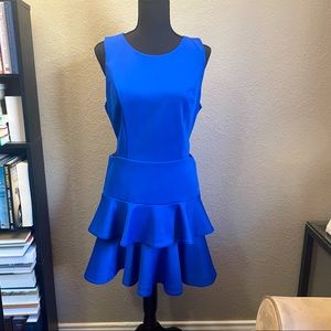 Marciano Tiered Ruffle Dress (Blue, Size Large)